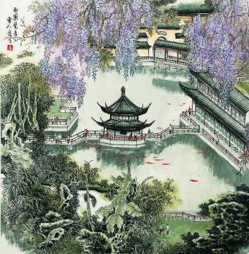 Cao renrong Suzhou Park in spring antique Chinese Oil Paintings
